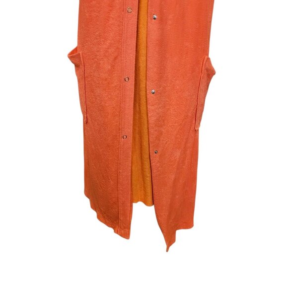 VTG 70s‎ Orange Thin Terry House Dress Robe Sz L XL Pockets 2 Pc Set Terrycloth - Picture 10 of 11